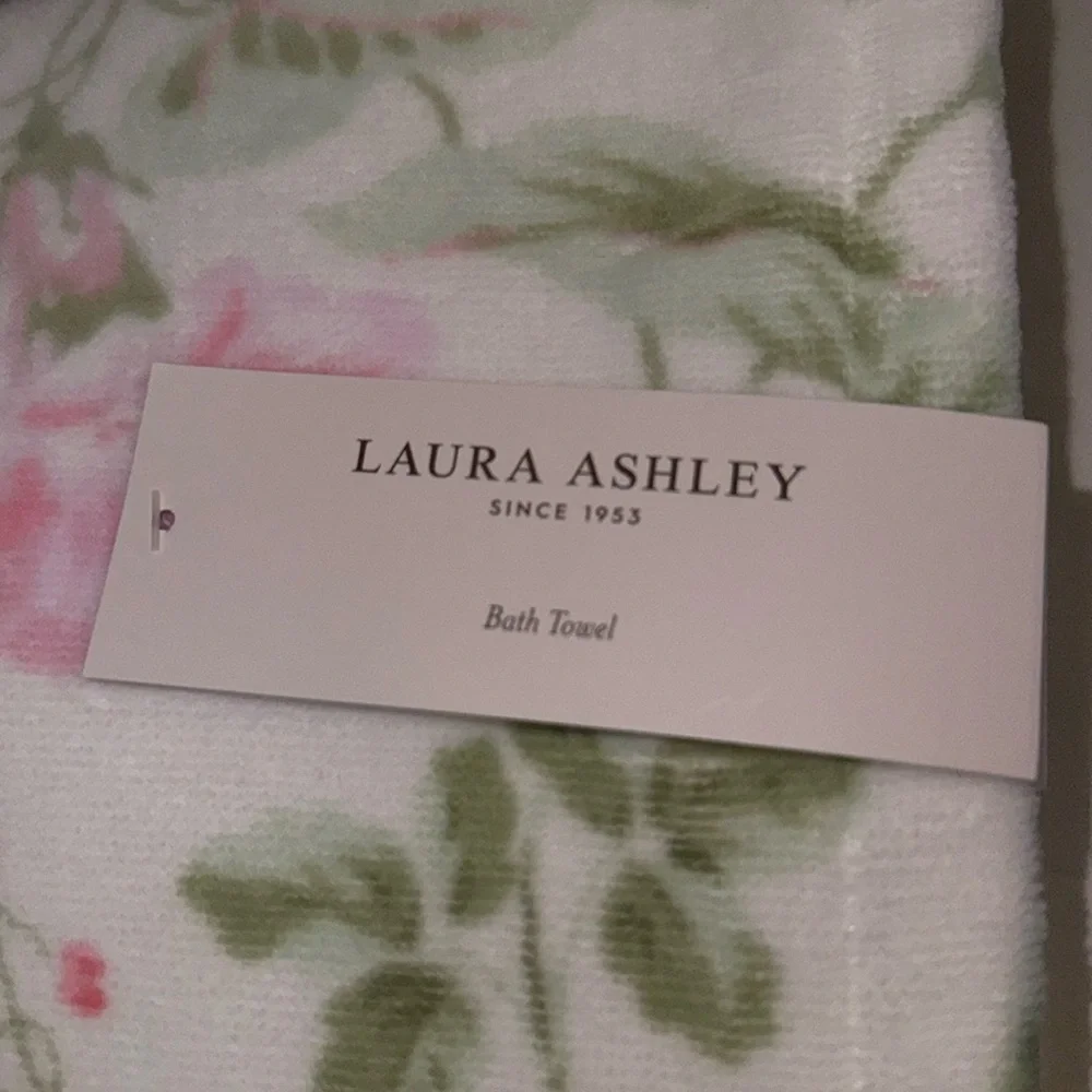 NWT Laura Ashley 6 Piece Velour Cotton Bath Towel Set Morning Gloria Pink Floral